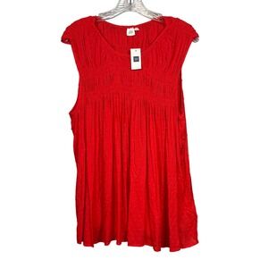 NWT GAP Women's Smocked Tiered Top, 100% Rayon Poster Red, Size XL